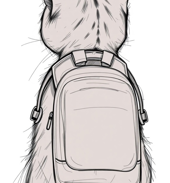 cat backpack sketch