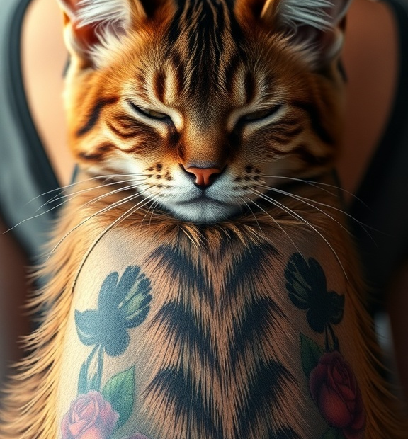 cat backpack tattoo