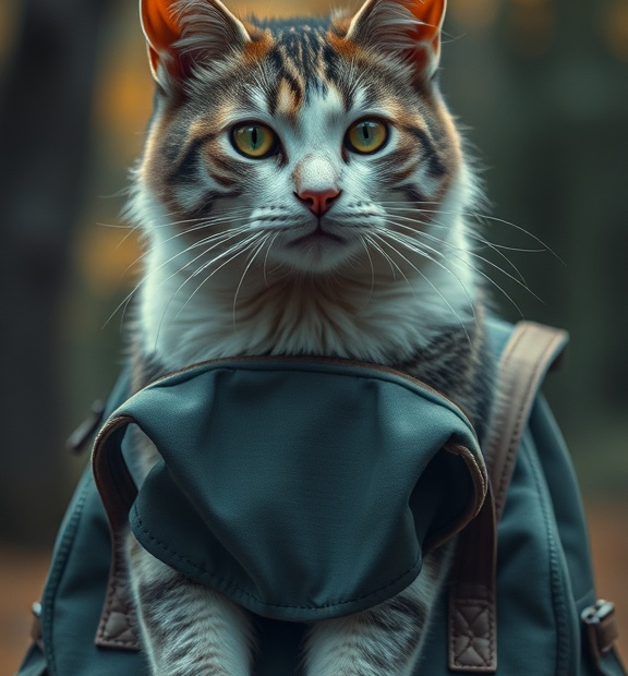 cat on backpack