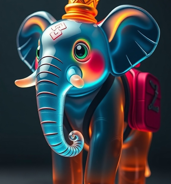 jelly cat elephant with backpack